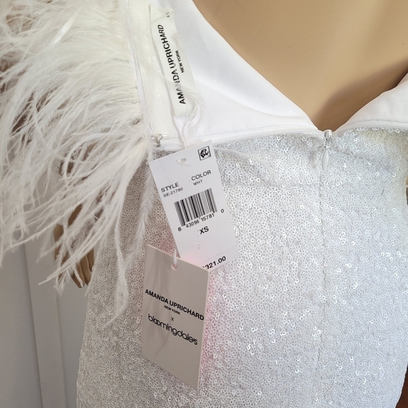 Amanda Uprichard Liz Feather Trim Strapless Dress XS - Picture 9 of 11